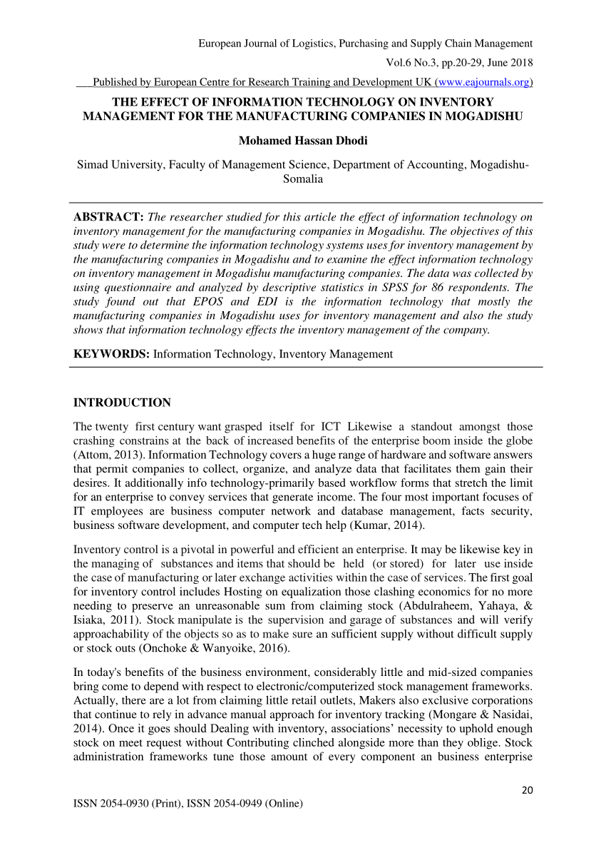 research paper on inventory management in ethiopia