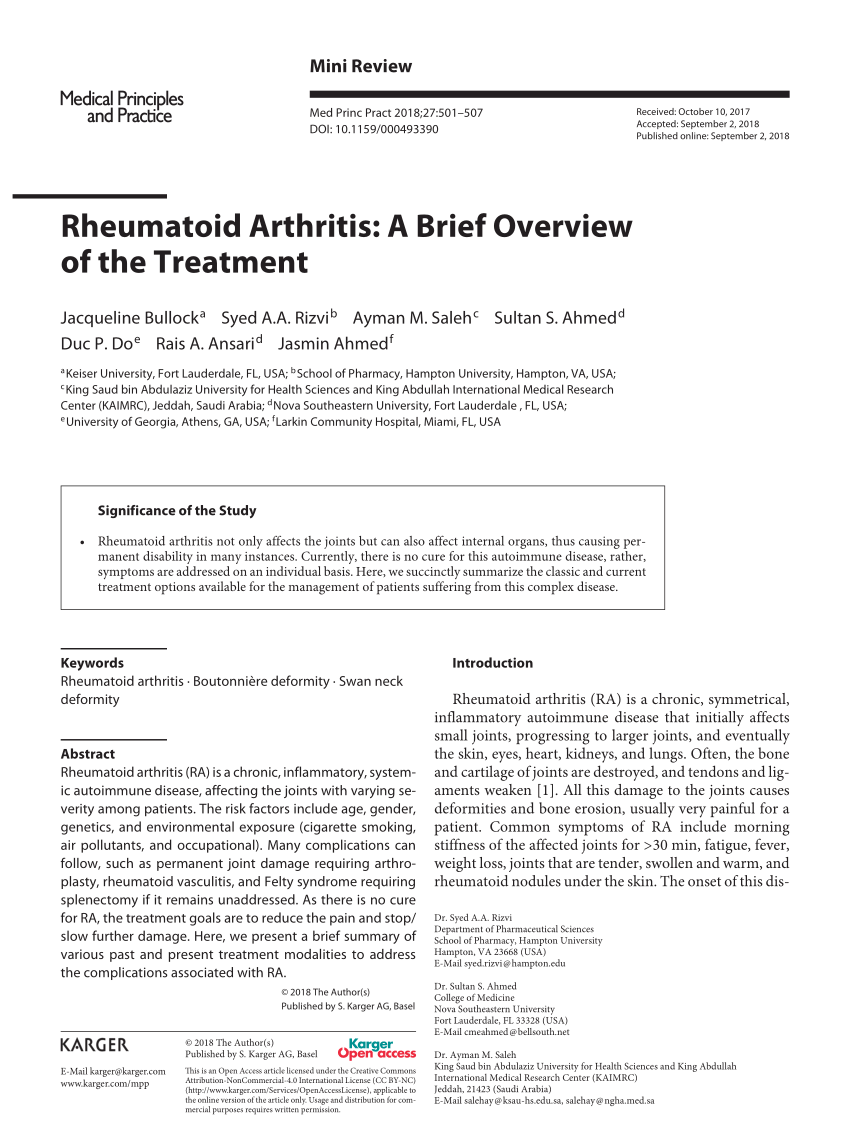 rheumatoid arthritis research paper for thesis work