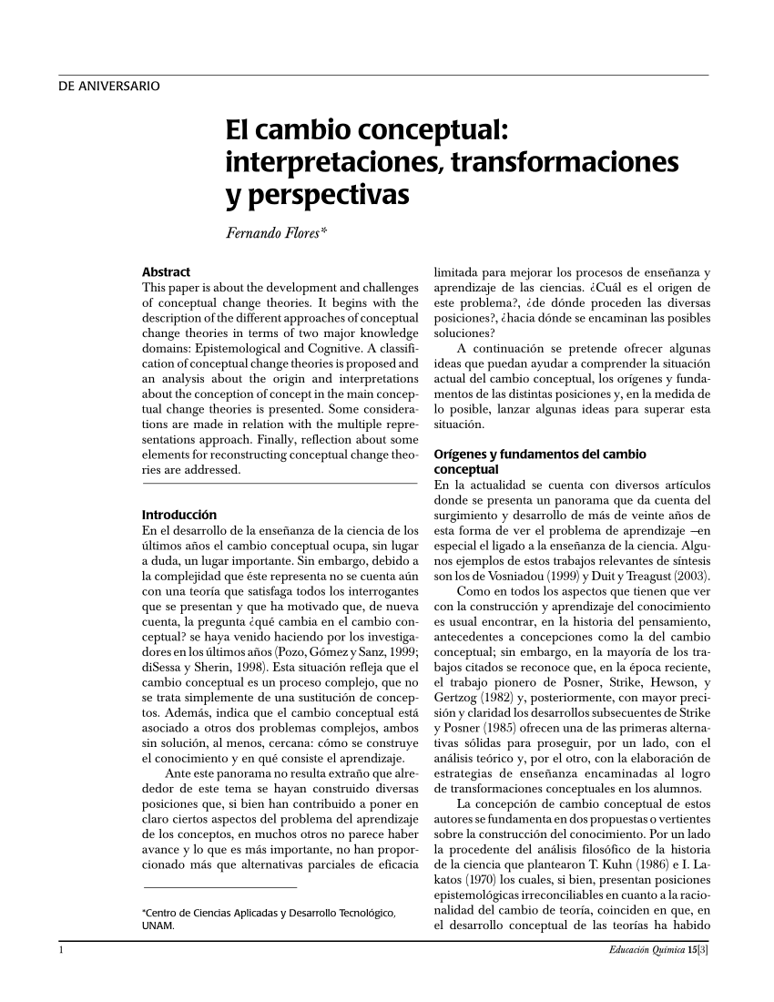 PDF) El cambio conceptual Interpretaciones, transformaciones y perspectivas