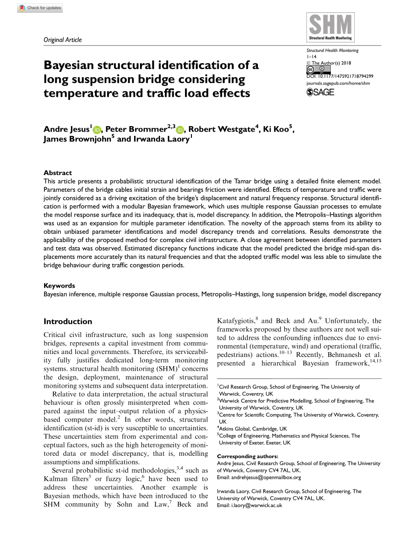 (PDF) Bayesian structural identification of a long ...