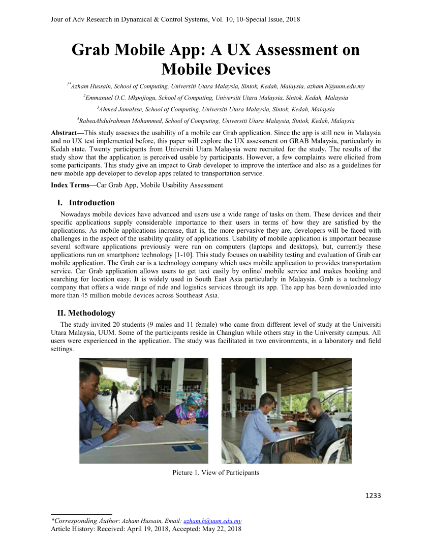 Pdf Grab Mobile App A Ux Assessment On Mobile Devices