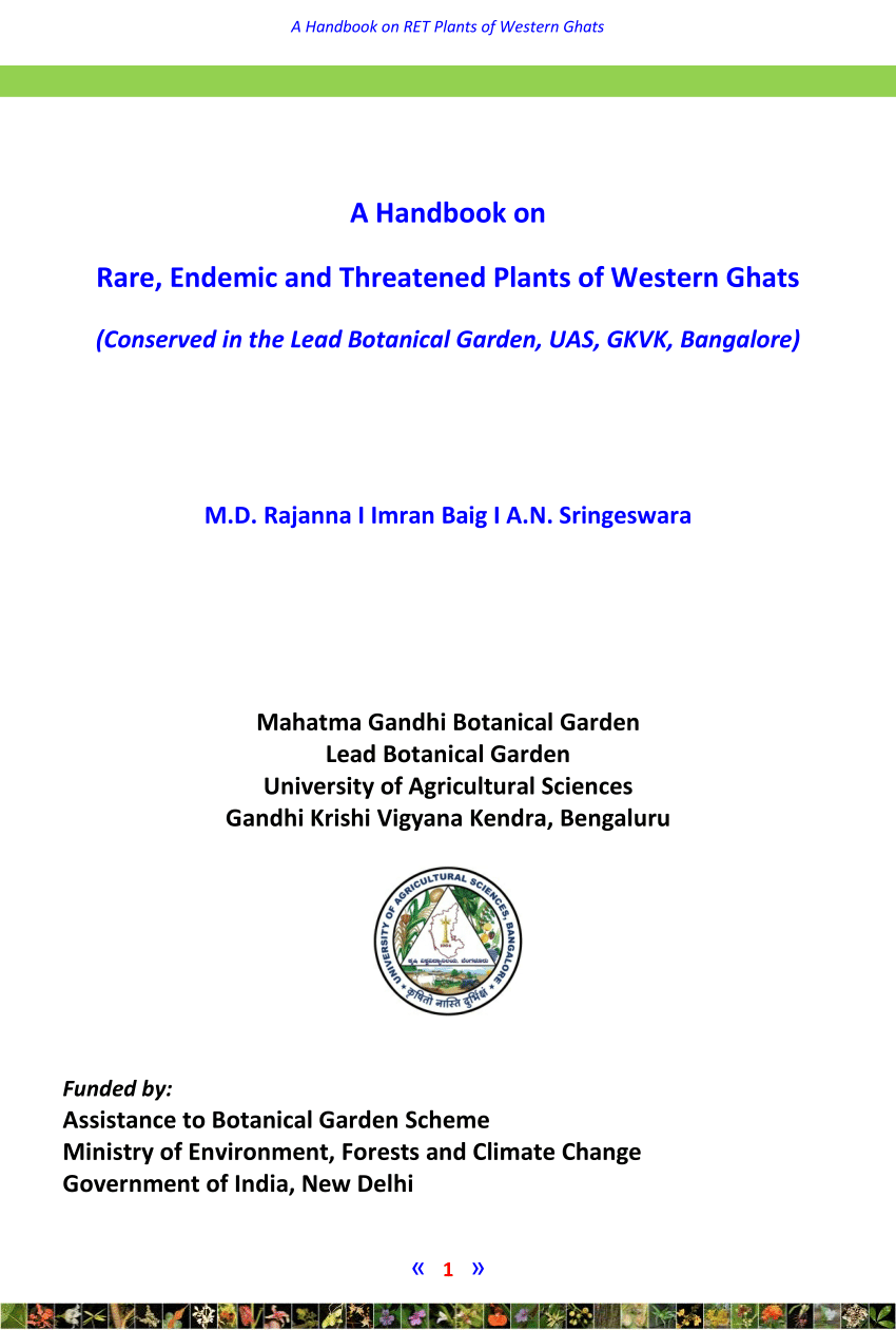 Pdf Endemic And Threatened Plants Of Western Ghats - 