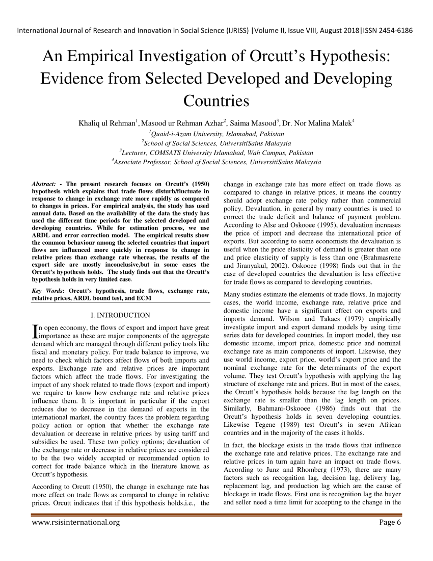 favorable outcome hypothesis in developing countries