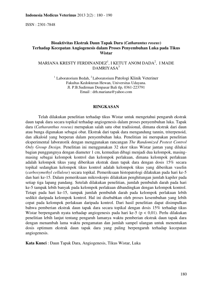  PDF Bioaktivitas Ekstrak Daun Tapak Dara Catharantus 