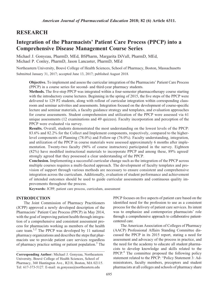 (PDF) Integration of the Pharmacists' Patient Care Process (PPCP) into ...