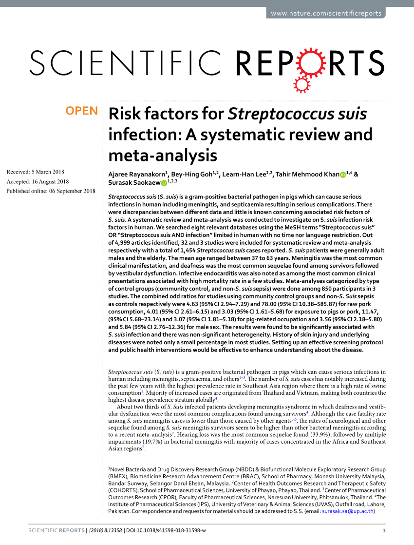 Outlook, risk factors and complications of TSS