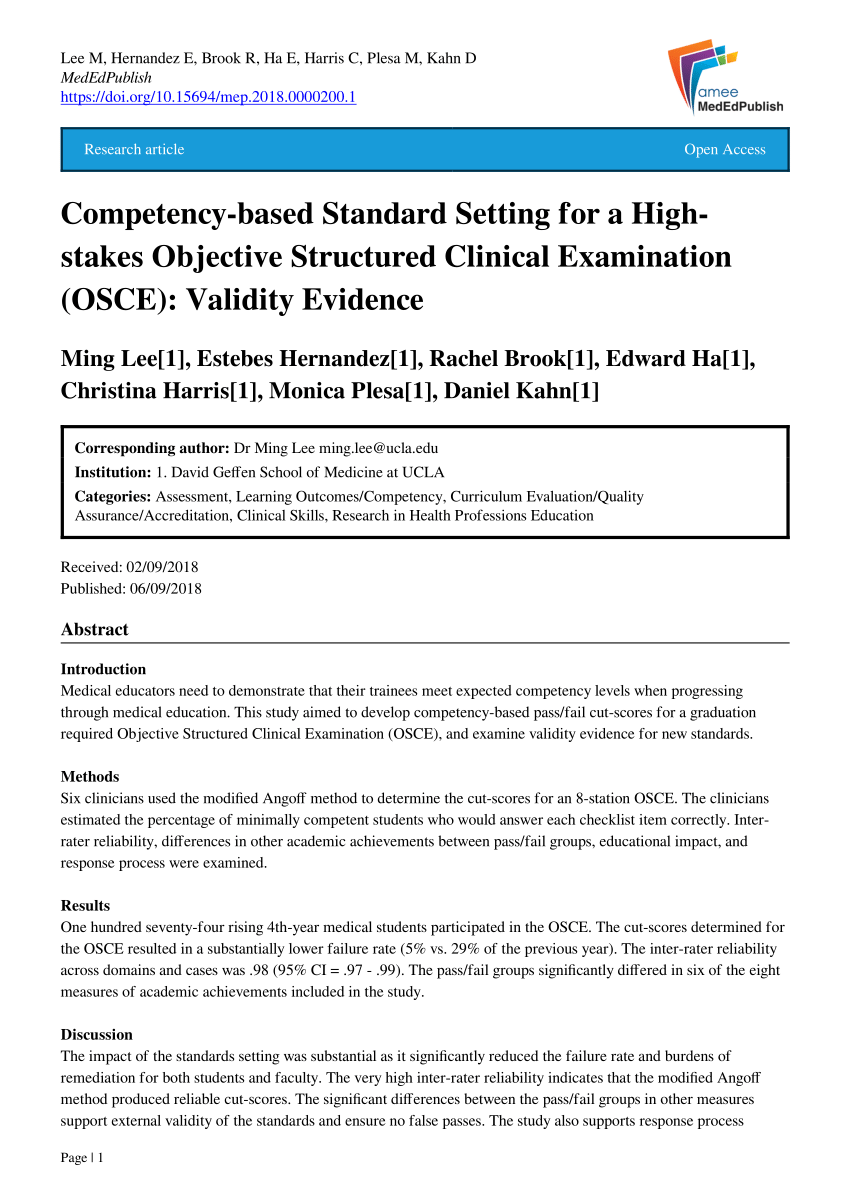 PDF) Competency-based Standard Setting for a High-stakes Objective ...