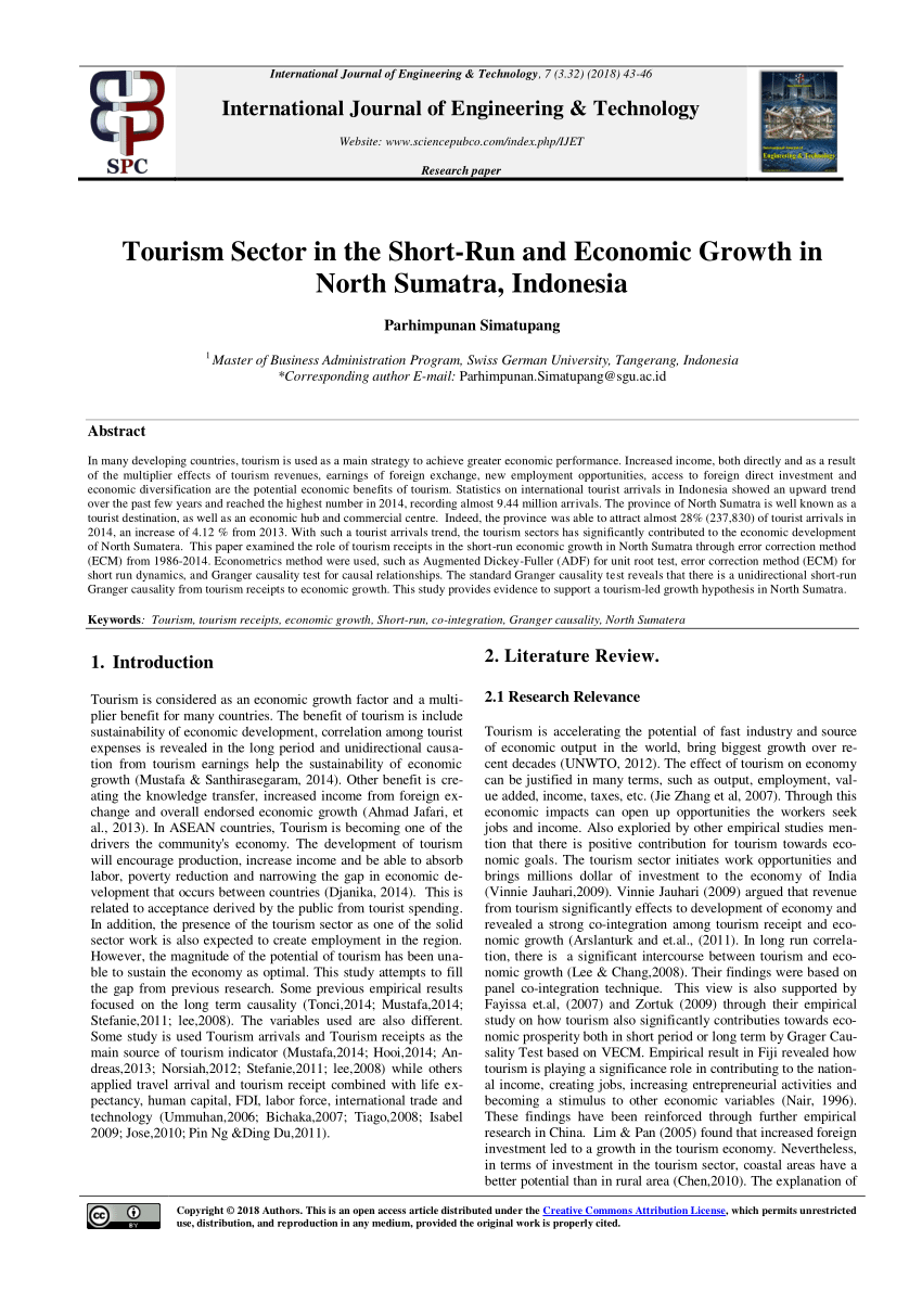 (PDF) Tourism sector in the short-run and economic growth in North