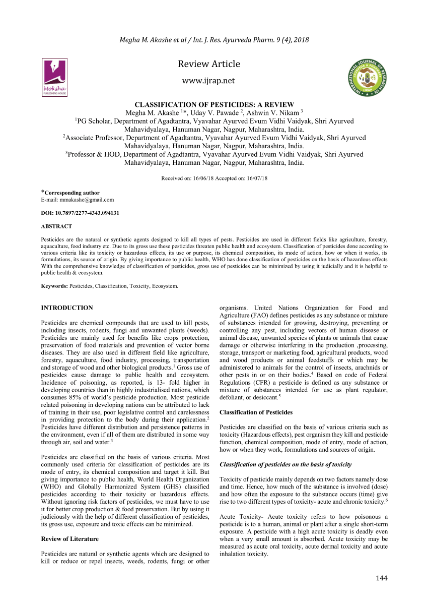 pdf-classification-of-pesticides-a-review