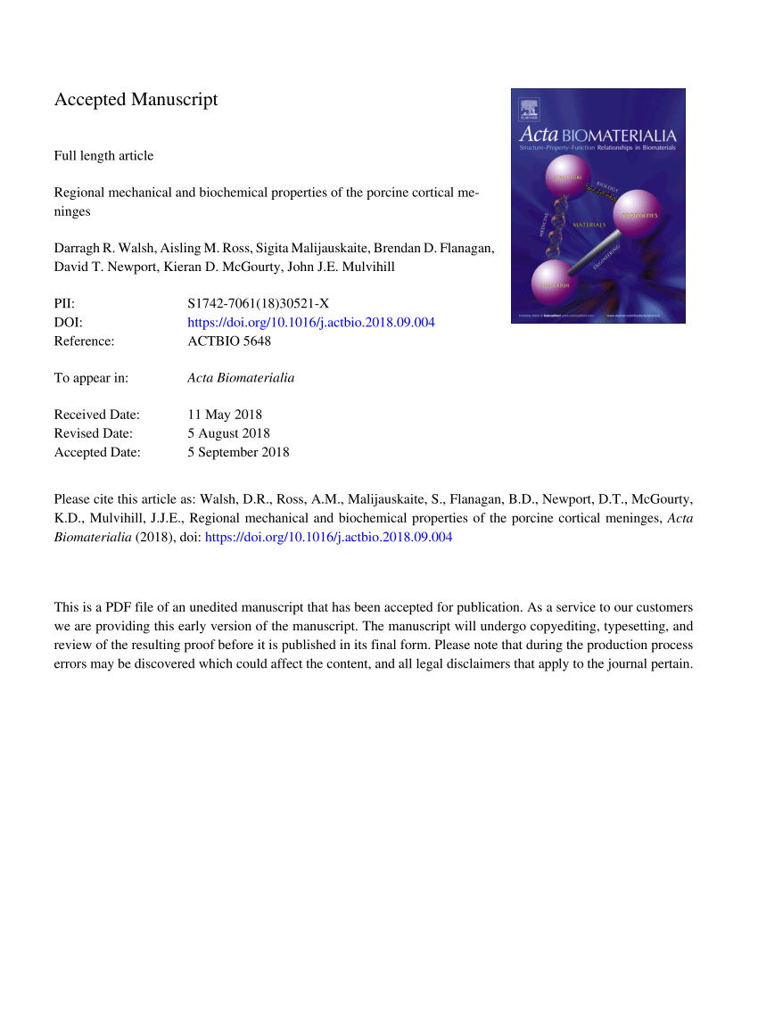 Pdf Regional Mechanical And Biochemical Properties Of The