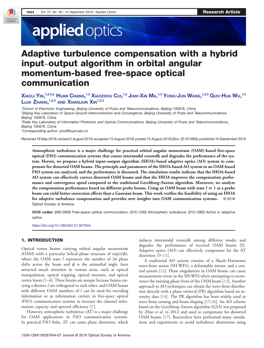 (PDF) Adaptive turbulence compensation with a hybrid input–output ...