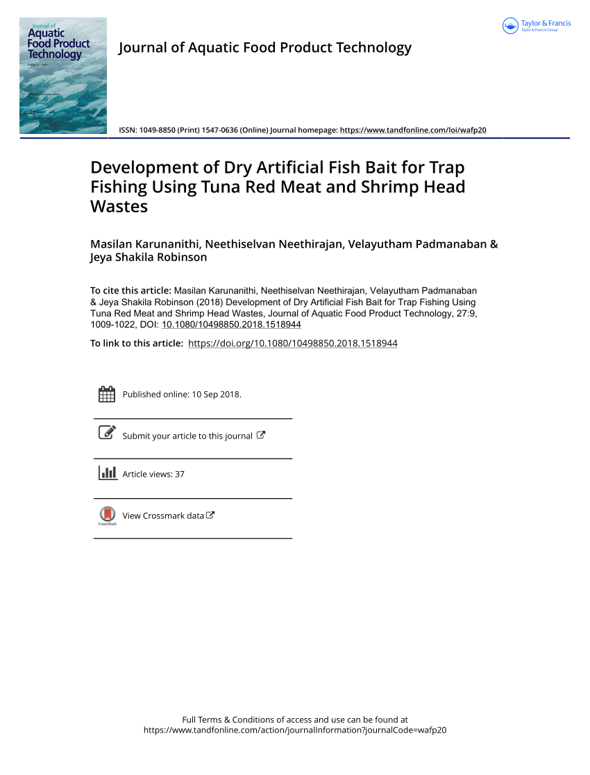 PDF) Development of Dry Artificial Fish Bait for Trap Fishing Using Tuna  Red Meat and Shrimp Head Wastes