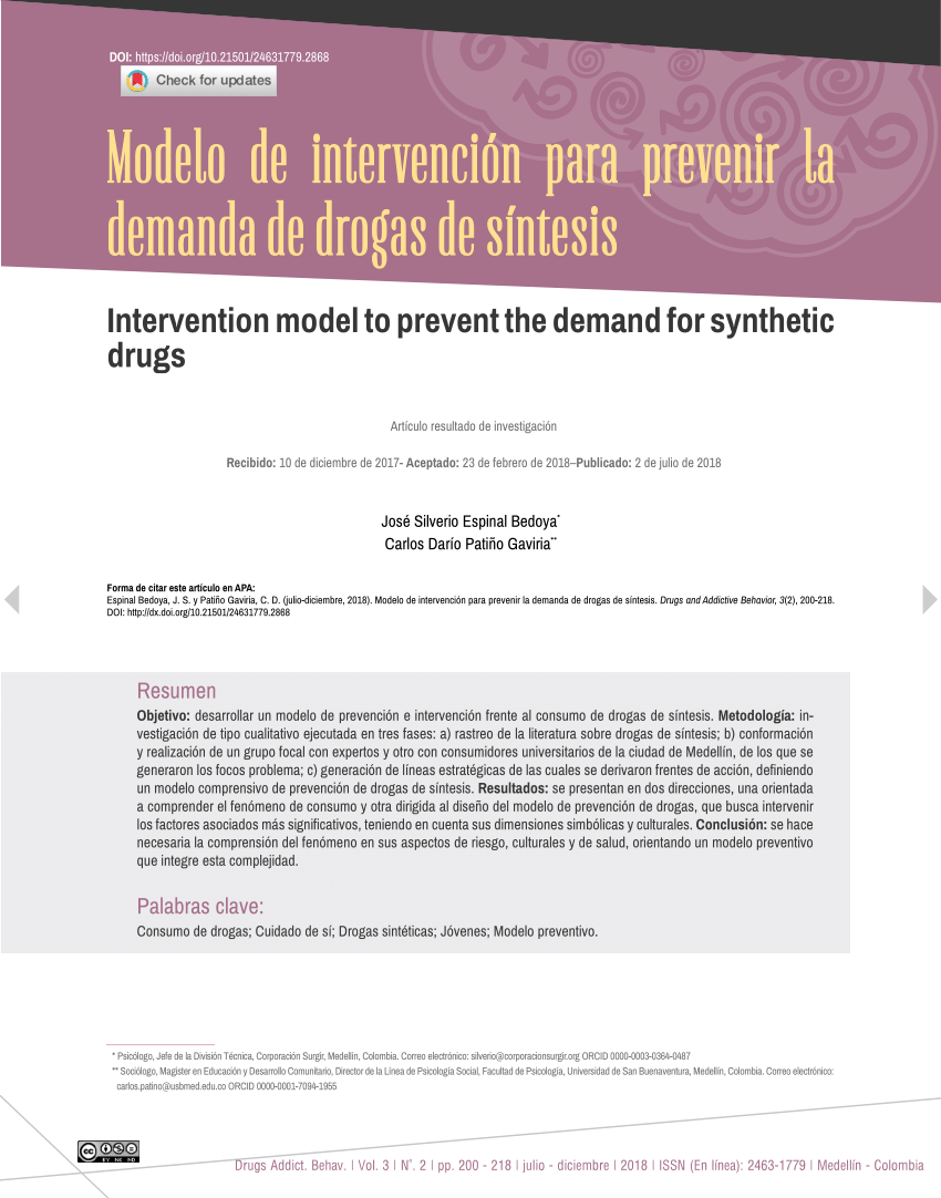 PDF) Modelo de intervención para prevenir la demanda de drogas de síntesis