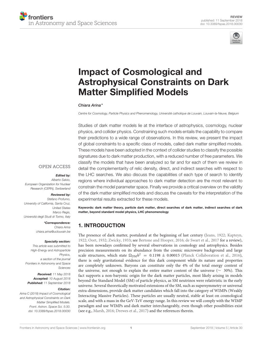 Pdf Impact Of Cosmological And Astrophysical Constraints On Dark Matter Simplified Models 8463