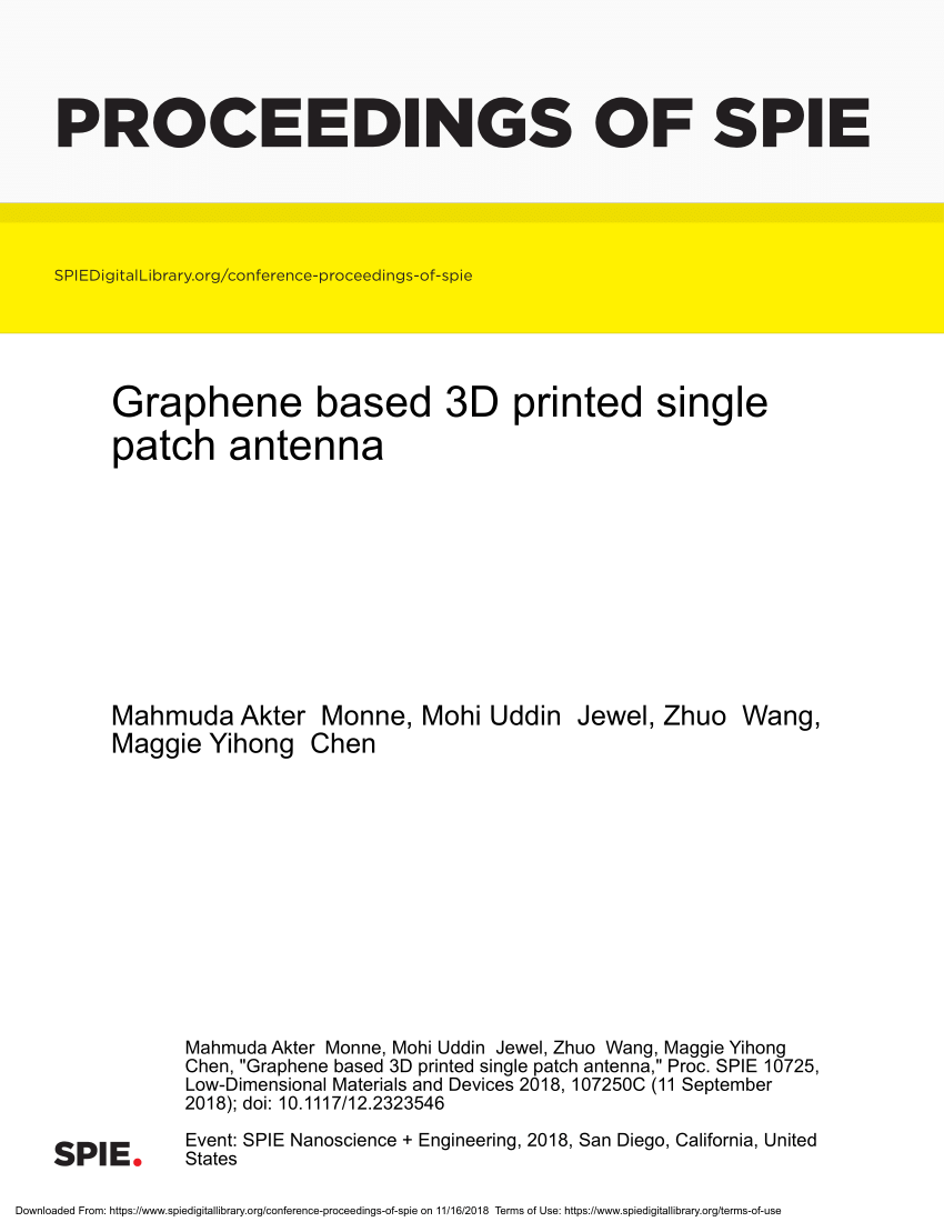 Pdf Graphene Based 3d Printed Single Patch Antenna - 