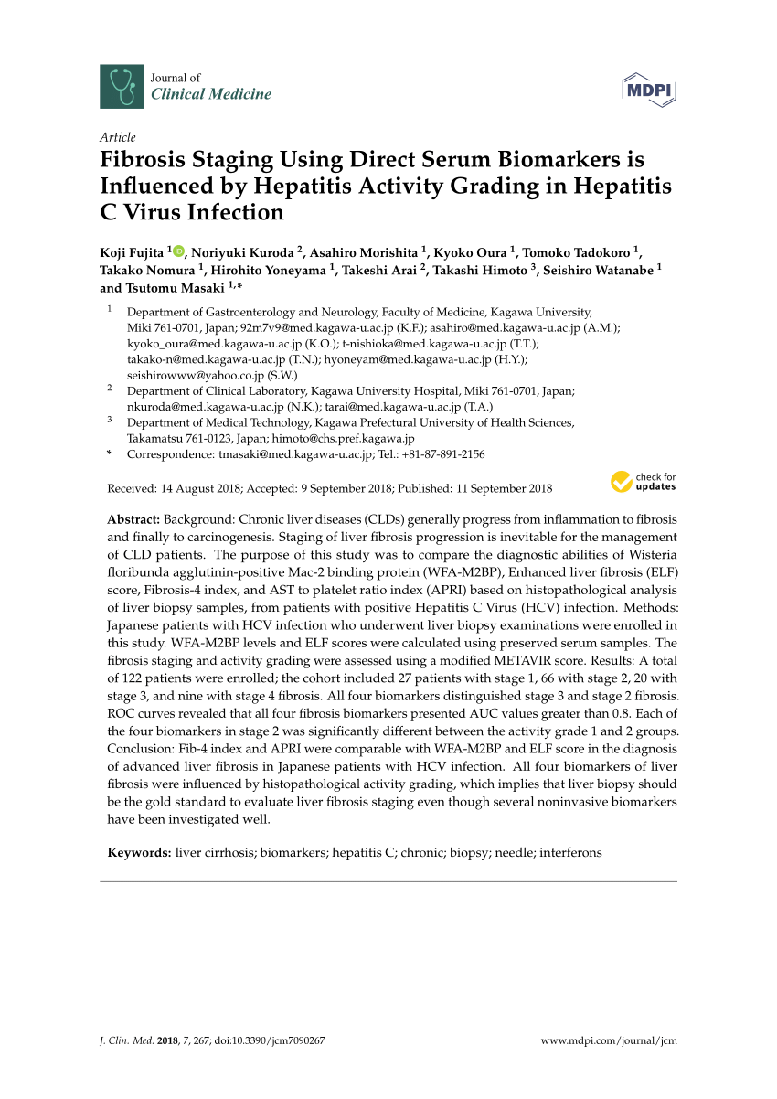 Pdf Fibrosis Staging Using Direct Serum Biomarkers Is Influenced By Hepatitis Activity Grading In Hepatitis C Virus Infection
