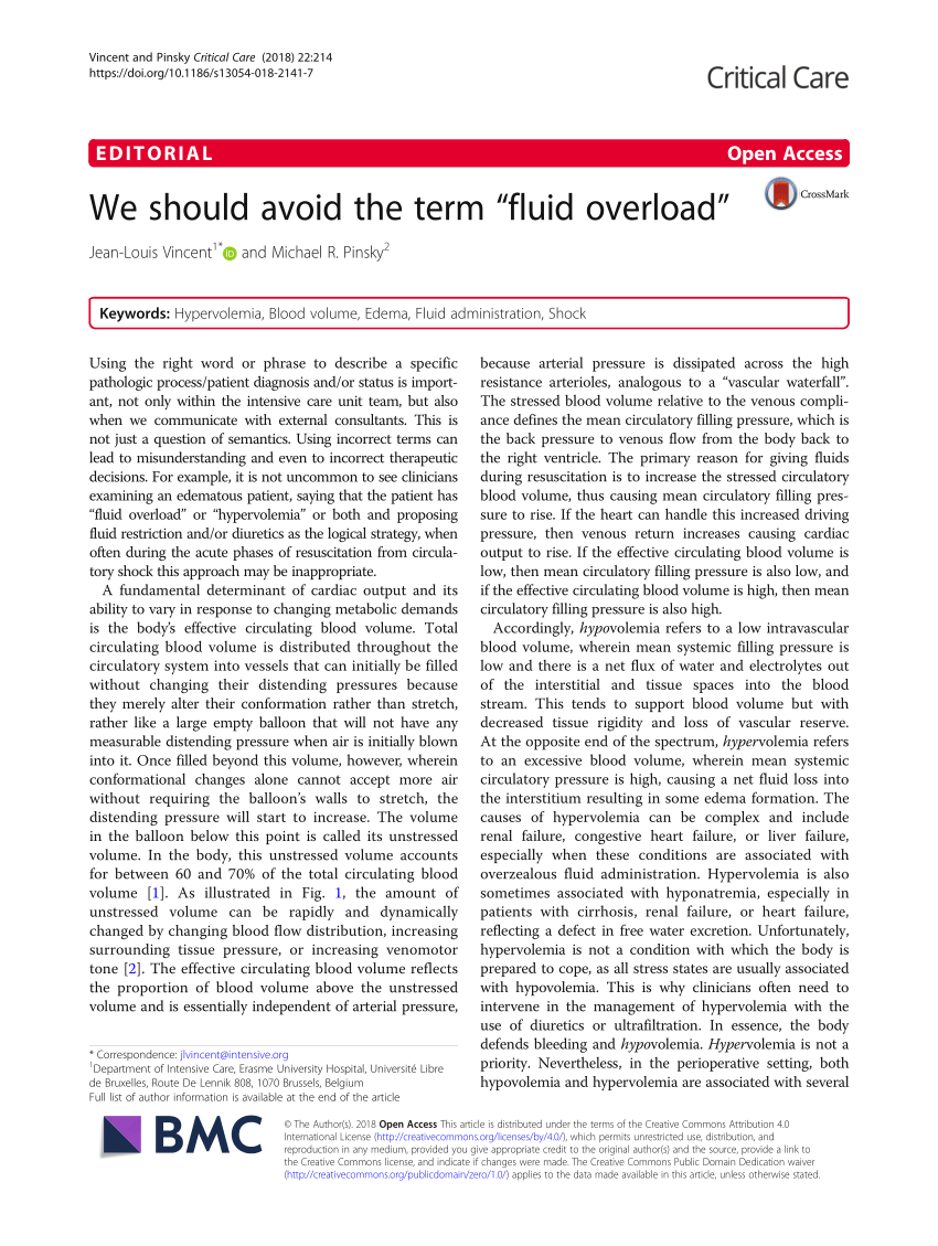 We should avoid the term “fluid overload”, Critical Care