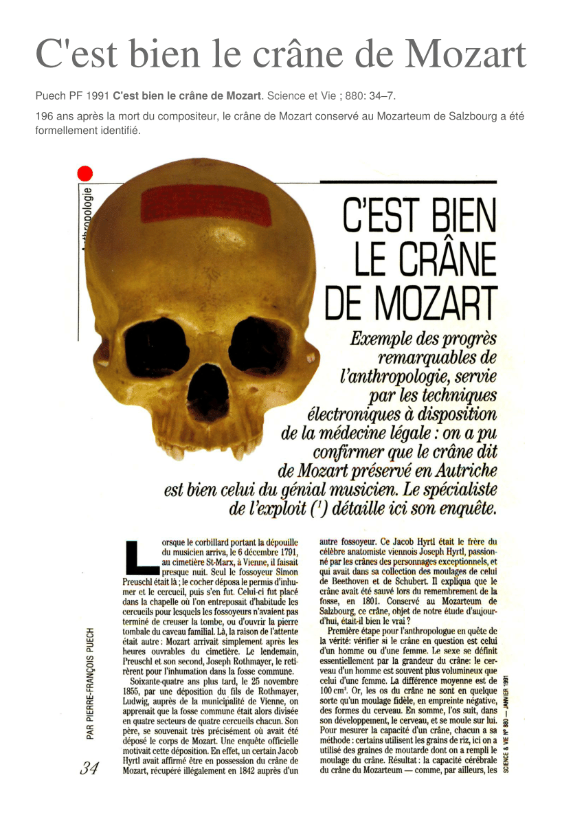 Pdf C Est Bien Le Crane De Mozart