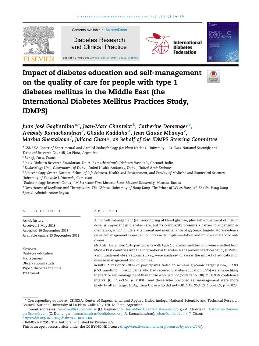 PDF) Impact of diabetes education and self-management on the ...