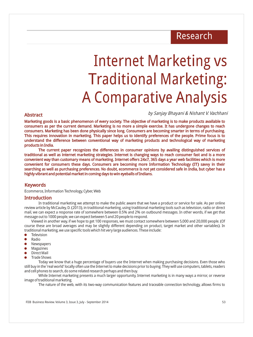 digital marketing vs traditional marketing research paper