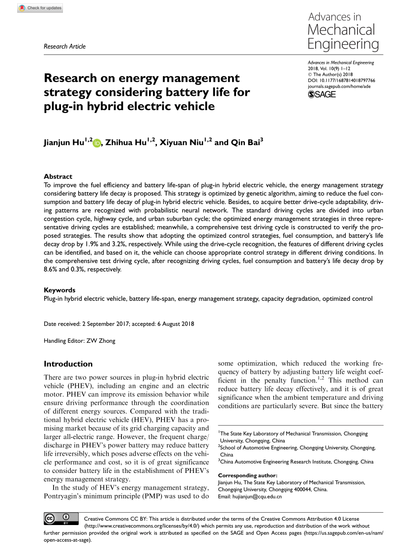 (PDF) Research on energy management strategy considering battery life