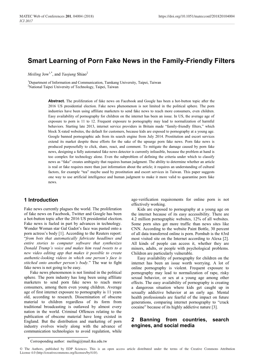 PDF) Smart Learning of Porn Fake News in the Family-Friendly Filters