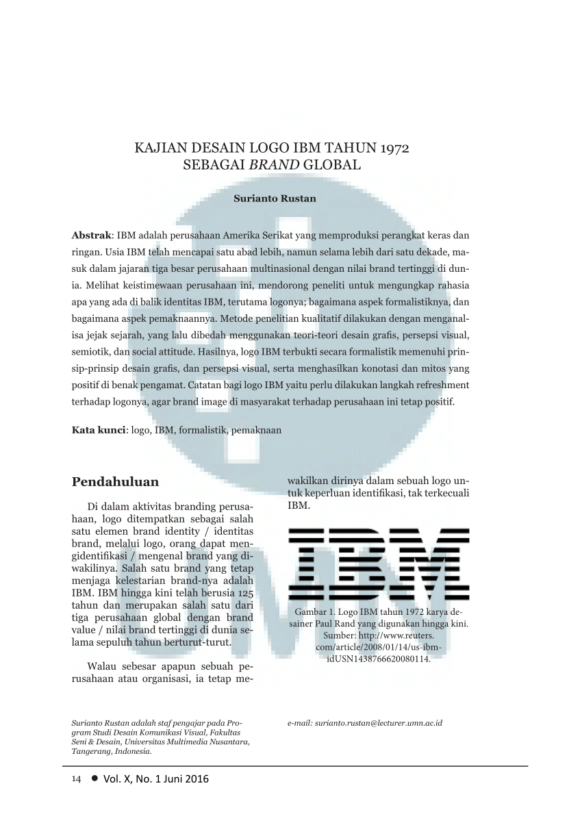  PDF  Kajian Desain  Logo  IBM Tahun 1972 Sebagai Brand Global