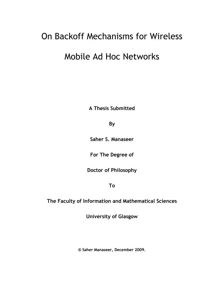 Phd thesis on ad hoc networks