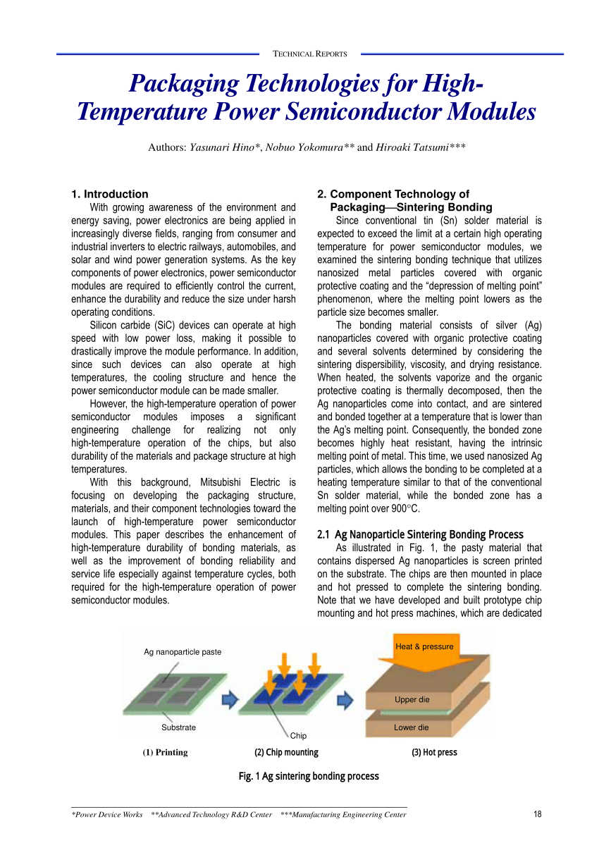 (PDF) Packaging Technologies for HighTemperature Power Semiconductor Modules