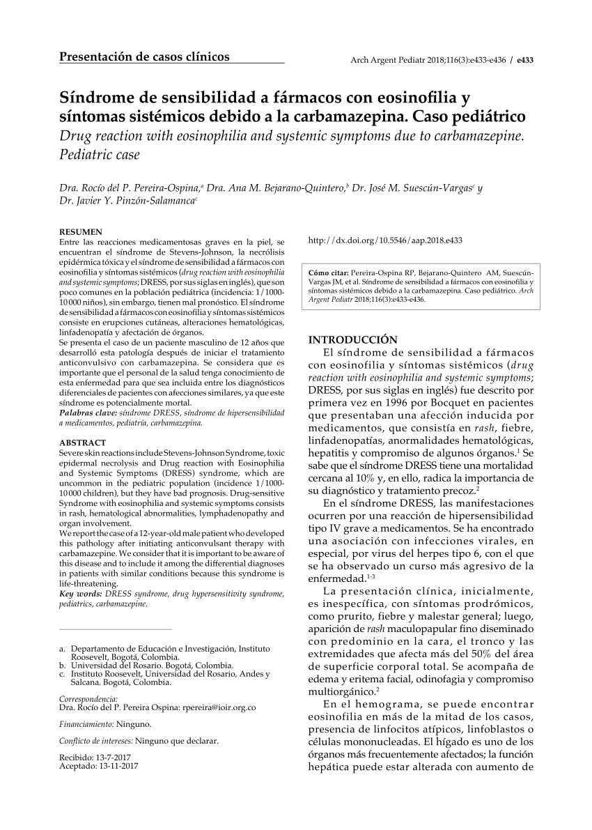 Síndrome de sensibilidad a fármacos con eosinofilia y síntomas