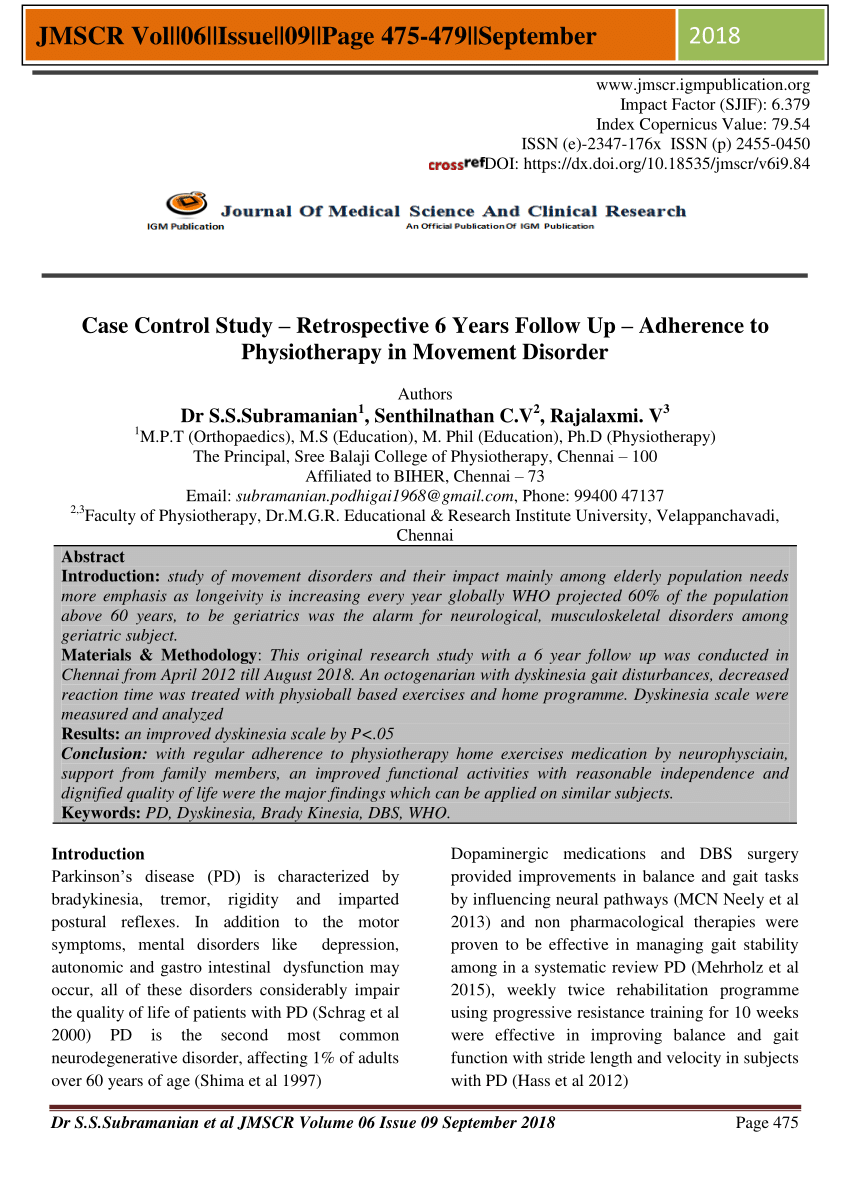retrospective case control study physiotherapy