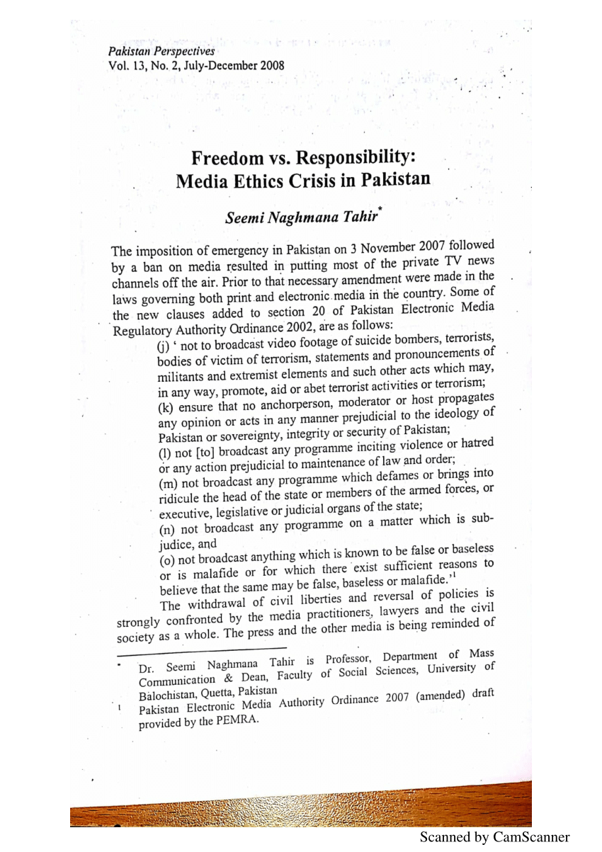 freedom and responsibility research paper