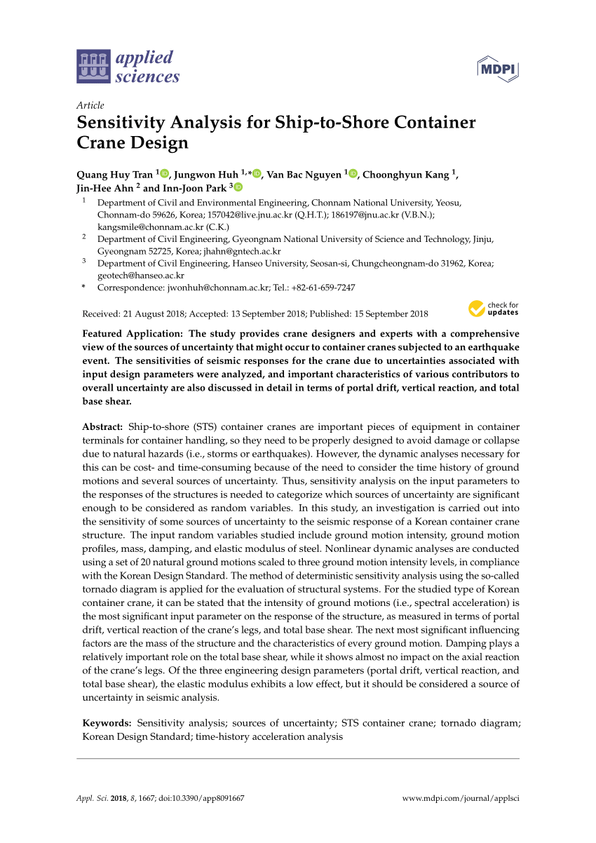 PDF) Sensitivity Analysis for Ship-to-Shore Container Crane Design