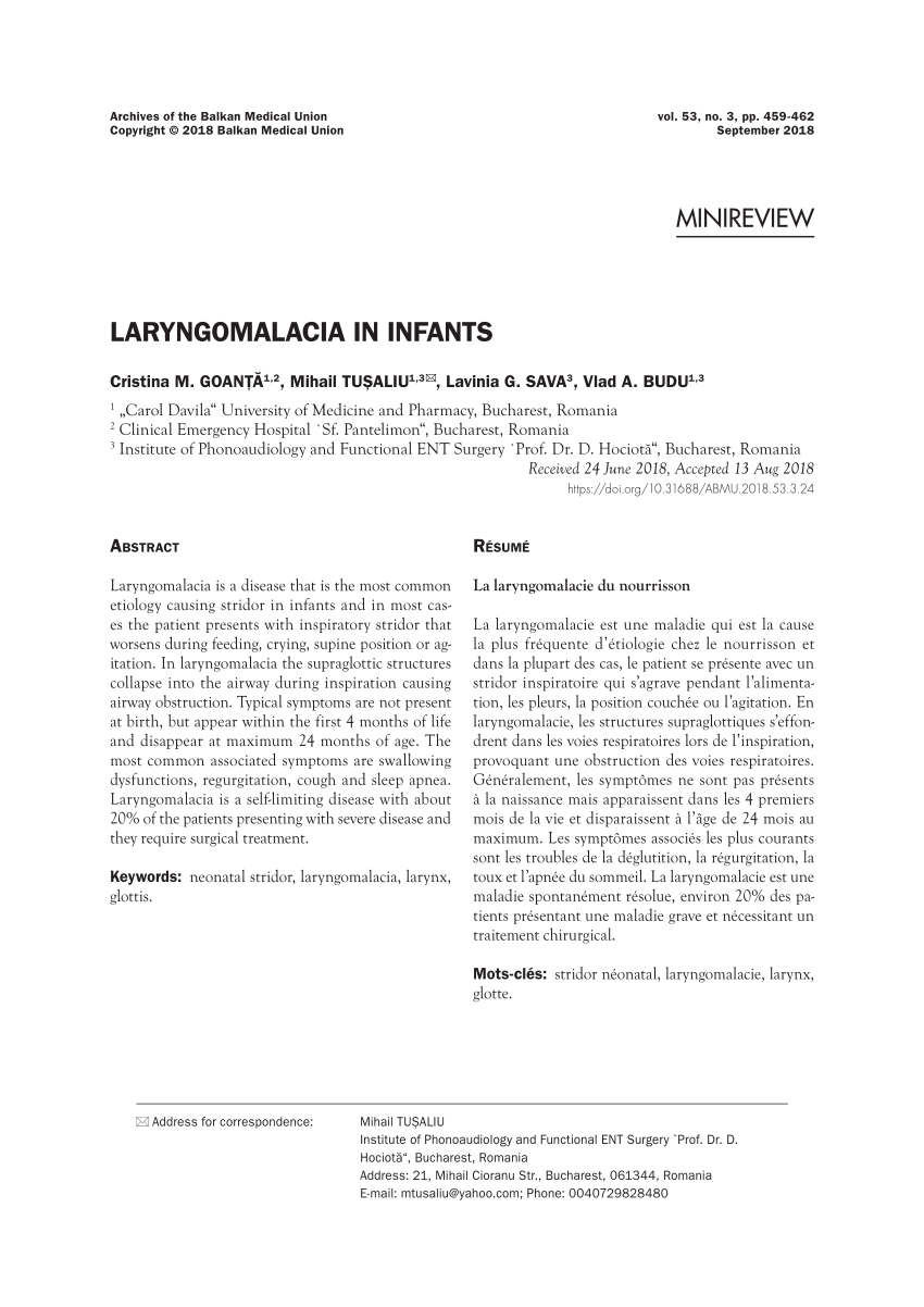 Pdf Laryngomalacia In Infants