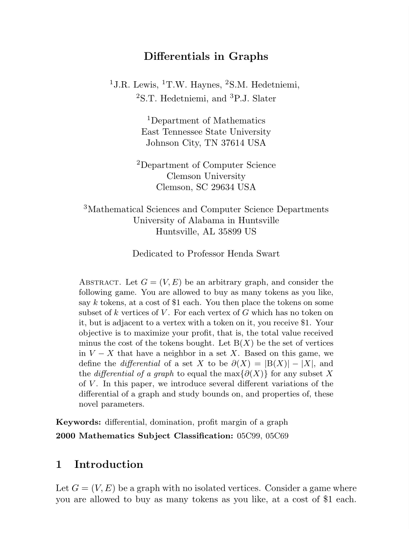 Pdf Differentials In Graphs