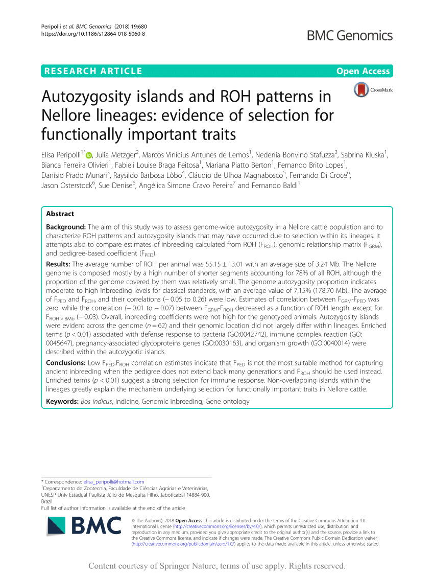 PDF Autozygosity islands and ROH patterns in Nellore lineages  