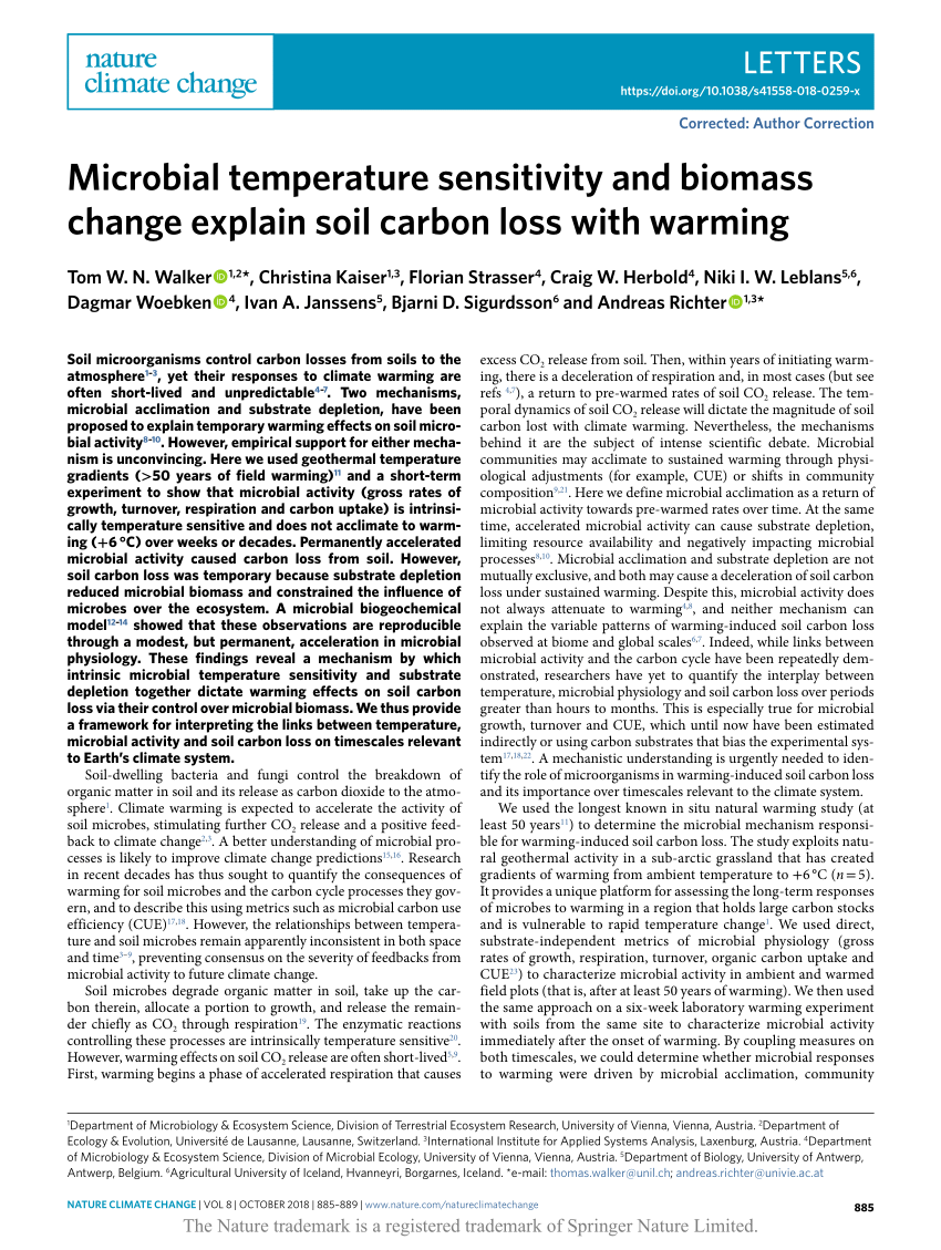 Microbial temperature sensitivity and biomass change explain carbon loss with | Request
