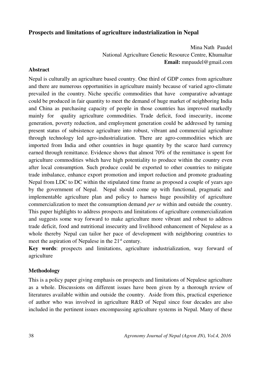 essay about agriculture in nepal