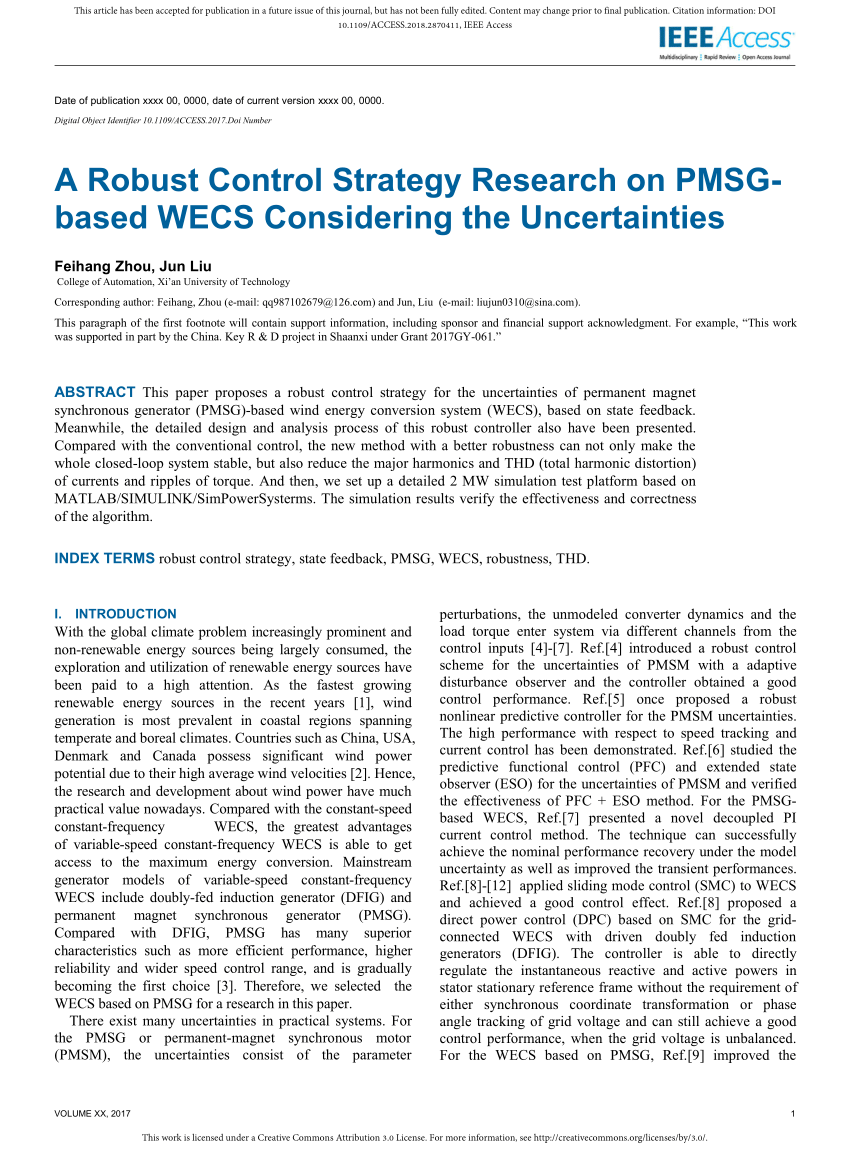 Pdf A Robust Control Strategy Research On Pmsgbased Wecs