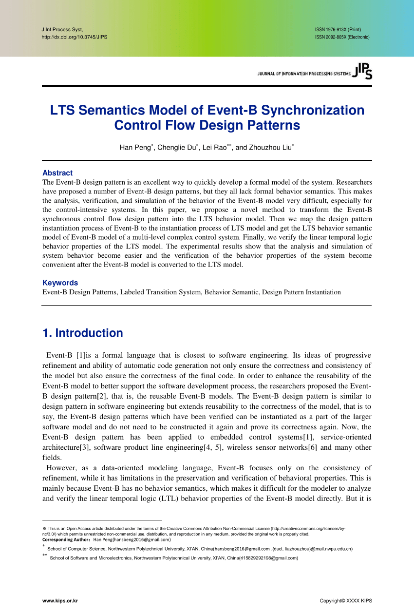 Pdf Lts Semantics Model Of Event B Synchronization Control Flow Design Pattern