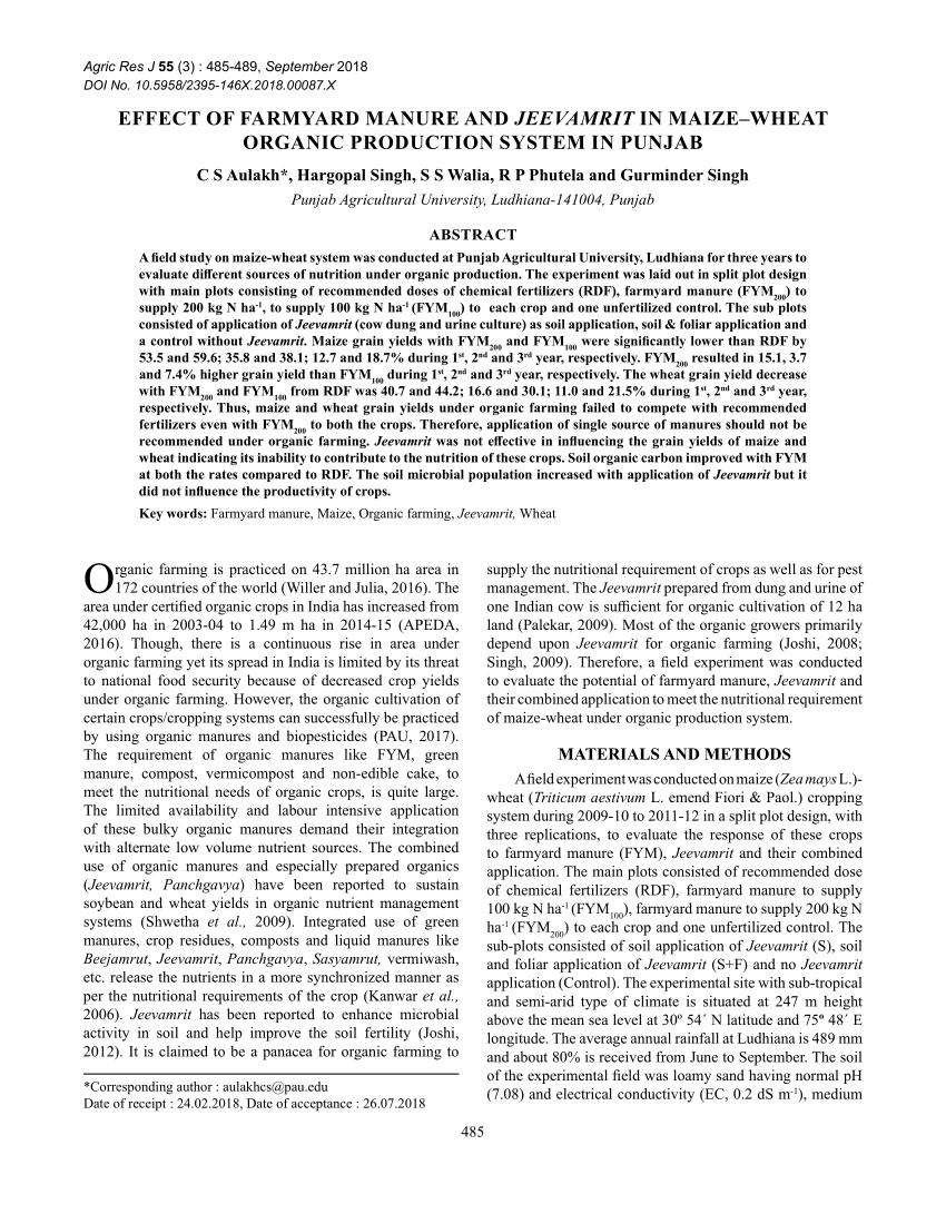 agricultural research journal pau publication fee