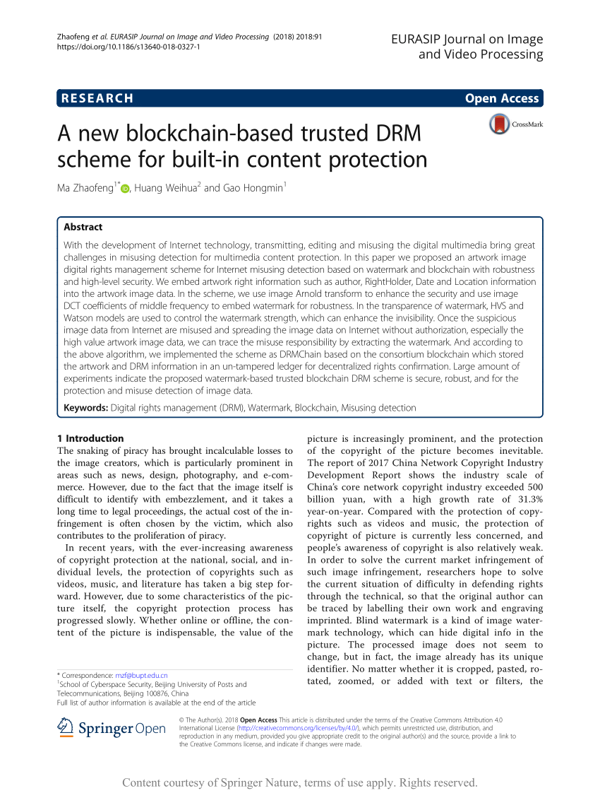 Pdf A New Blockchain Based Trusted Drm Scheme For Built In Content Protection
