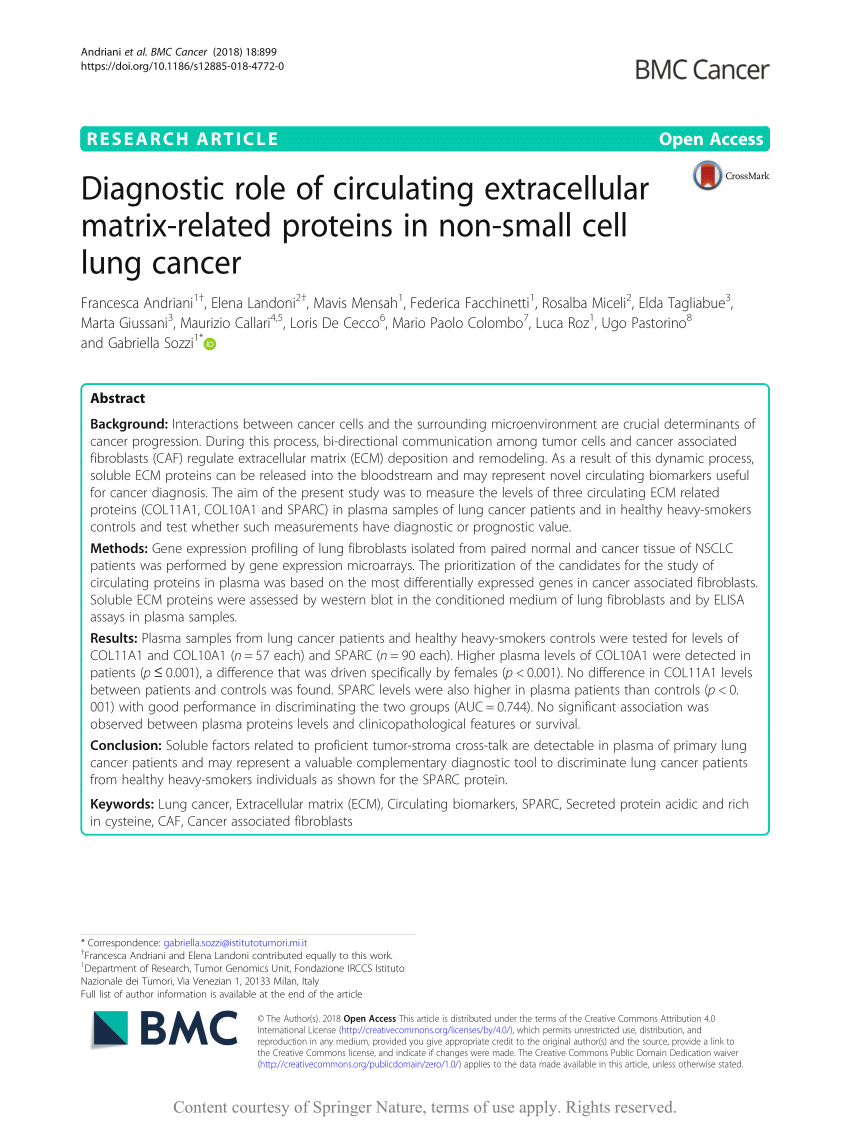 PDF Diagnostic role of circulating extracellular matrix related  