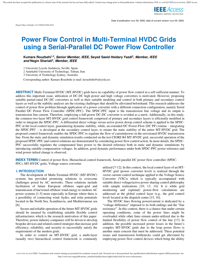 PDF) Power Flow Control in Multi-Terminal HVDC Grids using a