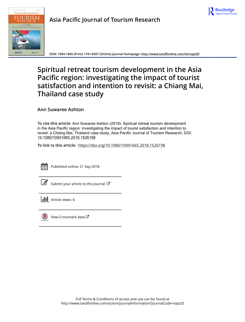 PDF) Spiritual retreat tourism development in the Asia Pacific region:  investigating the impact of tourist satisfaction and intention to revisit:  a Chiang Mai, Thailand case study