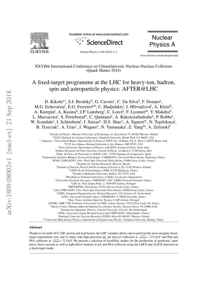 Pdf A Fixed Target Programme At The Lhc For Heavy Ion Hadron Spin And Astroparticle Physics After Lhc