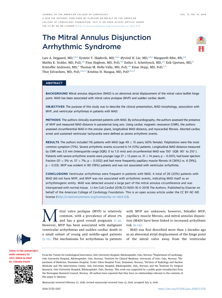 Pdf The Mitral Annulus Disjunction Arrhythmic Syndrome