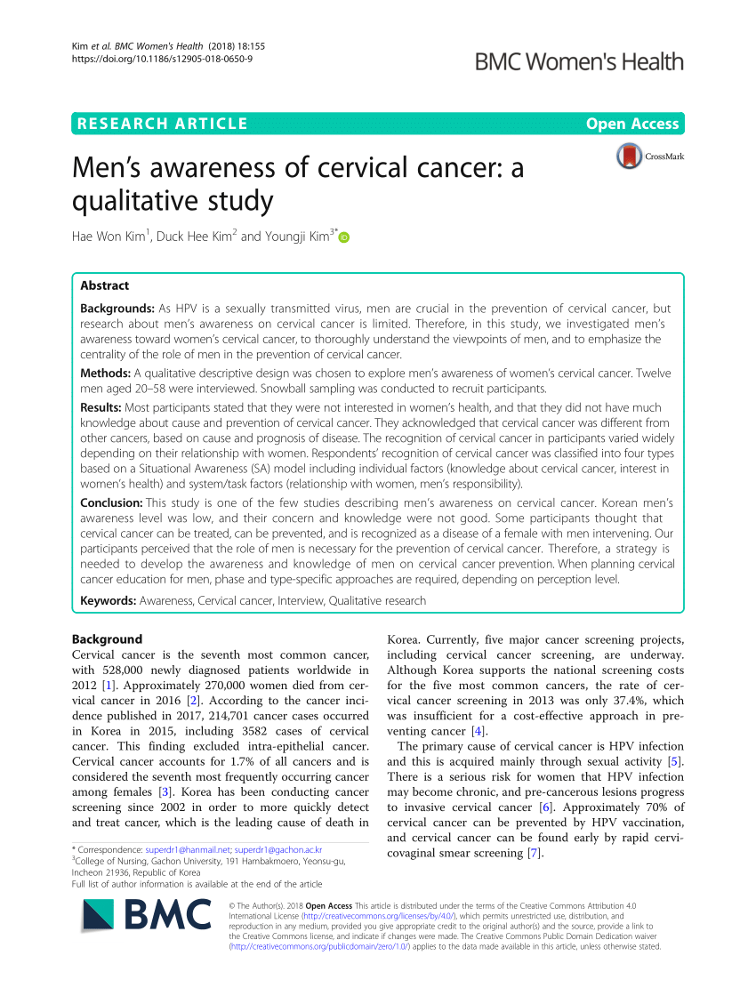 literature review on awareness of cervical cancer