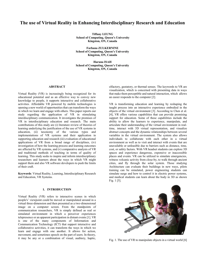 virtual reality research paper example