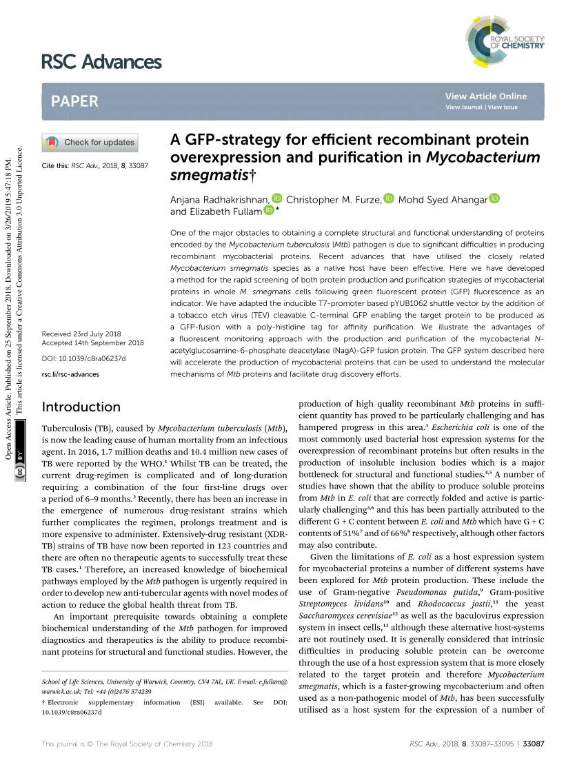 PDF) A GFP-strategy for efficient recombinant protein 